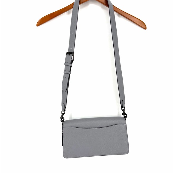 ✨Coach Tabby Pebbled Gray Granite Colorblock Shoulder Crossbody Bag Excellent - Picture 12 of 16